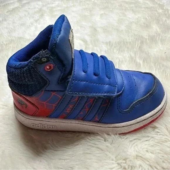 Adidas Hoops  Spider-Man Sneakers Red / Blue White Size 10 - Picture 7 of 16